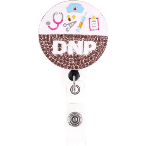 New Design Styles Rhinestone Medical ID Card Holder Retractable Nurse Badge Reel With Clip