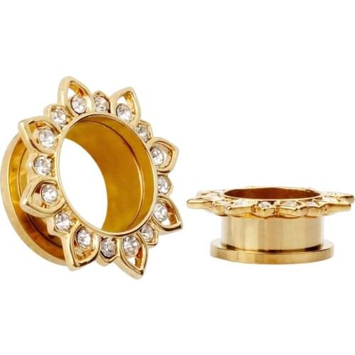 KUBOOZ 14PCS Ear Stretcher Piercing Stainless Steel Crystal Tunnels Plugs Gauges Earrings Body Jewelry Fashion Gift 8mm to 20mm