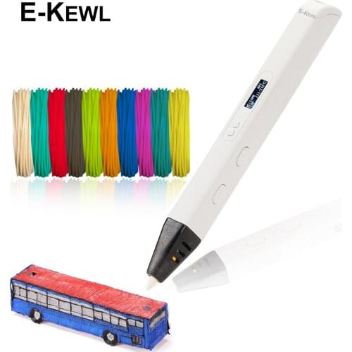 E-Kewl 3D Printing pen with PLA Filament Printer Pencil OLED display 3D Drawing RP800A DIY Pens for Children Kids Birthday Gift