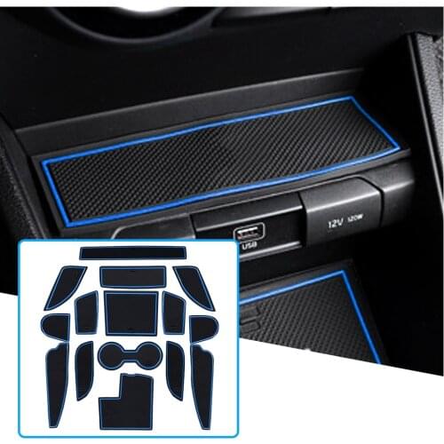 RUIYA For Stonic 2018 2019 2020 Car Door Groove Mat Anti-slip Slot Pad Auto Interior Organizer Accessories Blue/White/Red 15 Pcs
