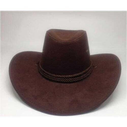 Cross Border Heat Sell U.S.A West Cowboy Hat Chamois Down Outdoors Sun Hat Man Riding Hats Imitate Skin Will Eaves