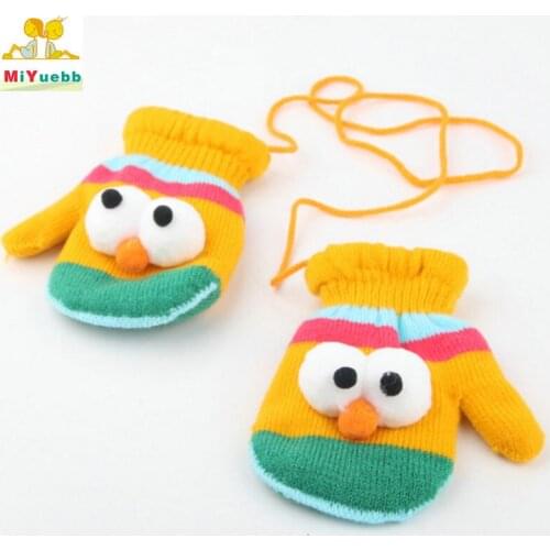 3 to 12 years old child Boy Girl Knit Gloves Winter Children Warm Mittens Wool Funny lovely Big eyes Gloves ST11