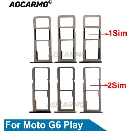 Aocarmo For Motorola Moto G6 Play XT1922 Dual Single Sim Card MicroSD Holder Tray Slot Black Blue Silver Gold Replacement Part