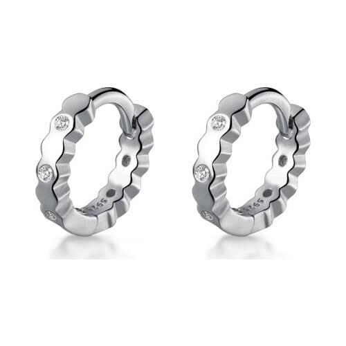 MloveAcc Genuine 925 Sterling Silver Round Geometric Cut Circle Hoop Earrings for Women Earrings Sterling Silver Jewelry Gift