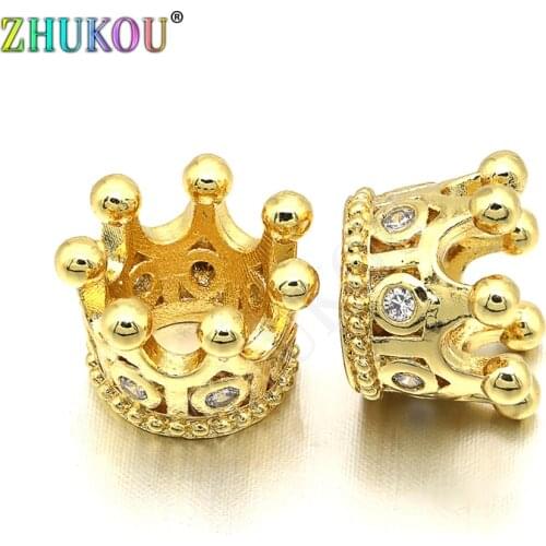 11*8mm High Quality Brass Cubic Zirconia Crown Tassel Cap Pendant Charms, Mixed Color, Hole: 0.5mm, Model: VM12