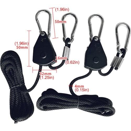 2PCS 1.8Inch 8Ft Long Heavy Duty Adjustable Rope Clip Yo-yo Hanger for Grow Light Kit Hanging Ratchet Canoe Bow Stern Tie Down