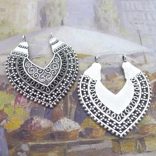 3 pieces/lot 38*44mm Good looking pretty Pendant Charm Necklace Bracelet Earring Antique silver color Metal DIY handmade jewelry