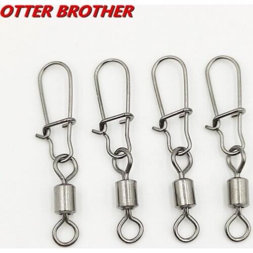 30pcs Stainless Steel Fishing Connector Pin Bearing Rolling Swivel 3#-12#size Snap Pins Carp Fishing Tackle Accessories Pesca