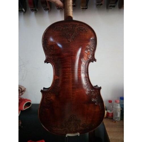 4/4 violin Stradi model antique style hand carved flower maple back violin NO1