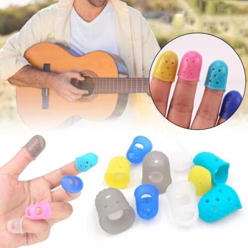 5Pcs /Set Silicone Finger Guards Fingertip Protectors For Ukulele S M L Transparent Blue Color Guitar Parts