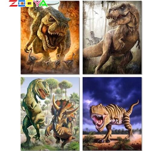 5D Diy Special Shaped Dinosaur Diamond Painting Animal Diamond Embroidery Painting Animal Diamond Mosaic Painting Fiercely Er028