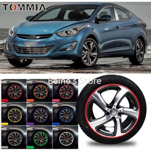 8M Car Wheel Hub Rim Edge Protector Ring Tire Strip Guard Rubber Decals For Hyundai Elantra
