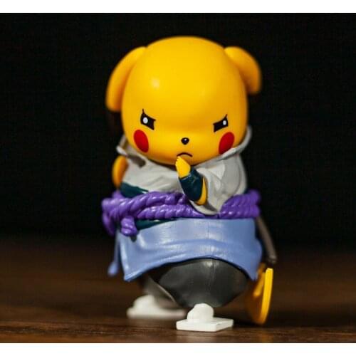 10cm PVC Pikachu Cosplay Uchiha Sasuke Ninja Anime Figure Pokemon Toys Kawaii Room Decoration Tokyo Avengers Doll Birthday Gift
