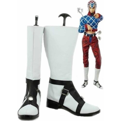 JOJOS BIZARRE ADVENTURE 5 GUIDO MISTA Cosplay Shoes White Boots Custom Made