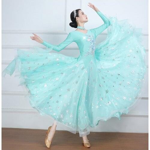Big Swing Green Ballroom Dance Competition Dress For Women Waltz Dress Social Rumba Dance Costumes Ball Gown