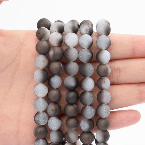 Metallic Coated Agates Beads Coffee White Stone Loose Beads for DIY Jewelry Making Bracelet Necklace Accessories 4/6/8/10/12 MM