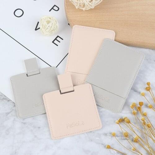 PU Leather Cover Mini Shatter Proof Card Pocket Unbreakable Cosmetic Mirror