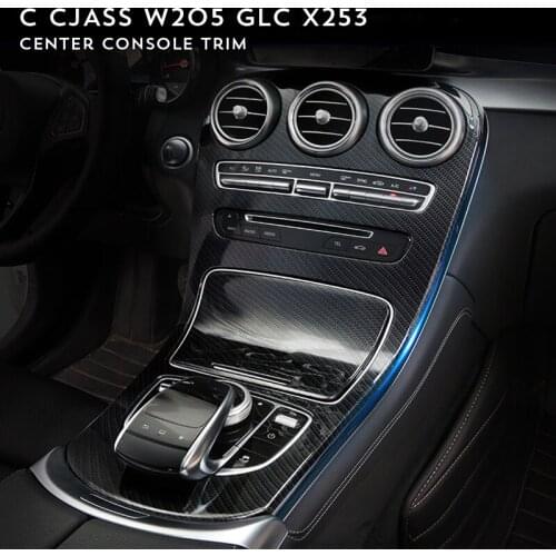 Center Console Panel Decoration Cover Trim Carbon fiber color 2pcs for Mercedes Benz C class W205 2015-2017/GLC X253 2016-2017