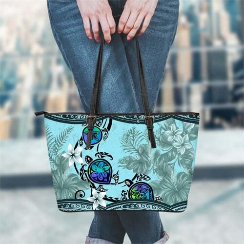 FORUDESIGNS Nowetly Design Luxury PU Leather Shoulder Bag For Ladies Polynesian Sea Turtle 3D Printing Beach Casual Totes Sac