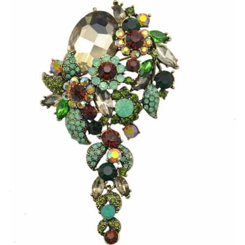 Hot selling Grapes Brooches Imitation rhinestone Brooch Rhinestone For Wedding Bridal Dresses Hijab Clip Scarf