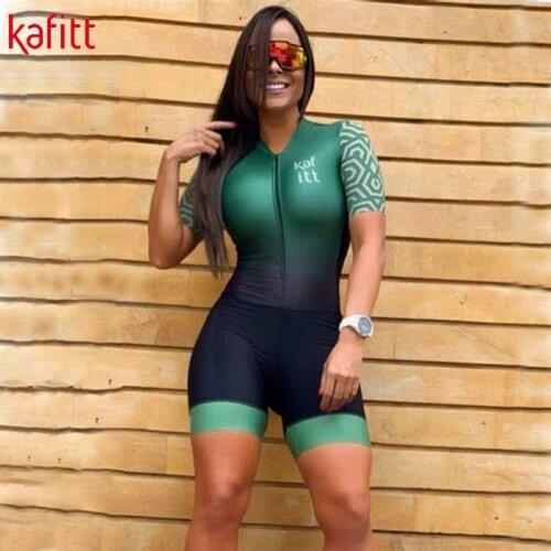Kafitt Pro Ironman Womens Professional Team Short Sleeve Cycling Jersey Cycling Wear Breathable Cushion Cycling Shorts Set