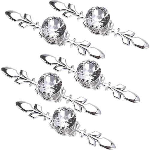 Best 5 Pack Crystal Drawer Knobs with Silver Plate - Diamond Shape Cabinet Drawer Knob Drawer Pull Handle Cupboard Wardrobe Draw