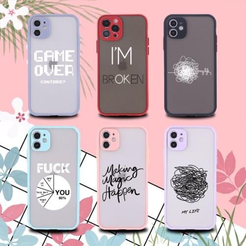 Artistic Cool Quote Funny Words Matte Phone Case For iPhone 11 12 Pro Max Mini X XS XR 7 8P Camera Lens Protection Back Cover