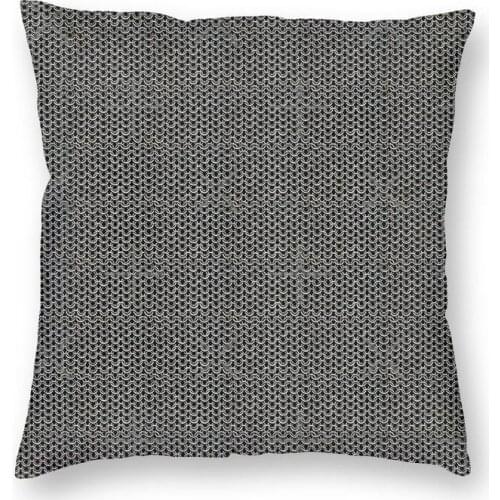 Metal Chainmail Medieval Armor Square Throw Pillow Cover Home Decor 3D Printing Chain Mail Knights Templar Cushion Cover for Car