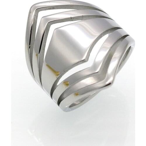 Fashion Women Men Simple Punk Color Gold Titanium Steel Figure Flower Hollow V Shape Taper Round Rings Jewelry