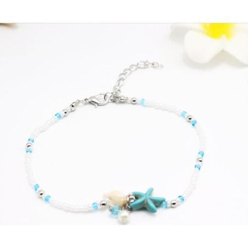 ZV Fashion String Anklet For Women Girls Leg Bracelet Adjustable Link Jewelry Beaded Foot Rope Starfish Accessories Wholesale