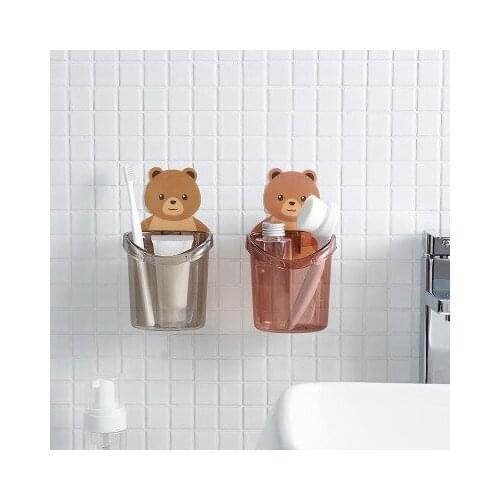 Bear hug storage cup punch-free bathroom wall shelf comb storage box toothpaste toothbrush storage box