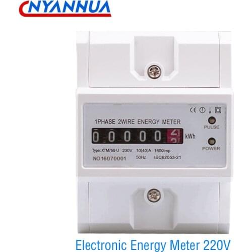 Single-phase Electric Energy Meter High Load 35mm DIN Rail 50Hz 100A 4P Counter Display XTM75S-U 1 Class