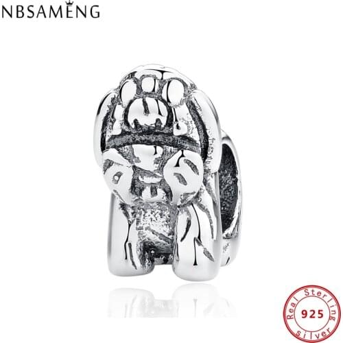 Authentic 925 Sterling Silver Bead Charm Vintage Cute Doggie Dog Beads Fit Original Bracelet & Bangle Women DIY Jewelry