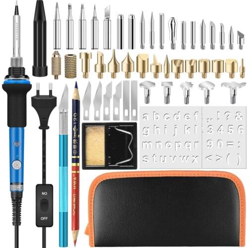 110W 220v 60W wood Burning Soldering Iron Chiseled Tips Blade Burning Tool Set Woodburning with Manual carving knife carry bag