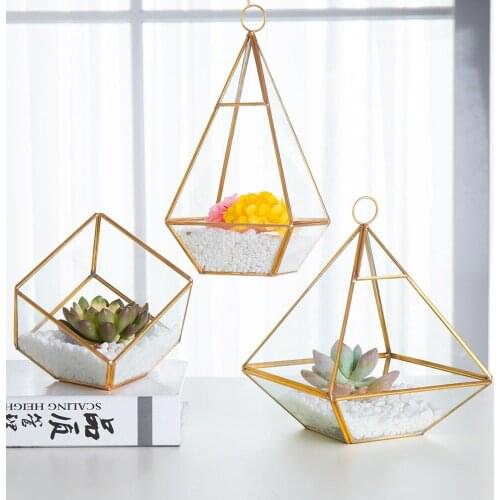 Succulent Plant Micro Landscape Terrarium Bonsai Polyhedron Clear Glass Terrarium Box Balcony Pot Geometric Plant Planter DQ9158