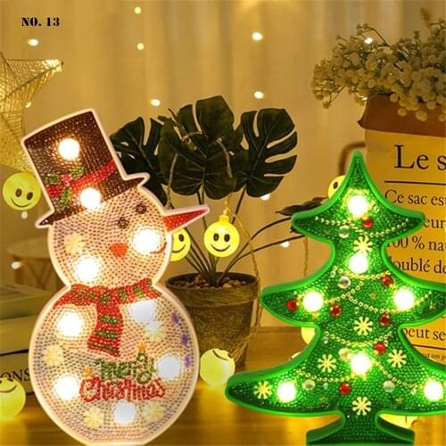 Tree and Snowman Design Christmas Decorations for Home Outdoor DIY Brick Diamond Draw Modeling LED Lamp 5D Christmas Decor Light