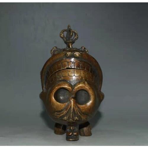 Collecting Chinese Antiques Tibet Old bronze censer 9*7*12.5cm Weight 450g