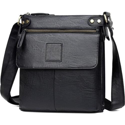Mens bags crossbody layer bags Leather business casual small shoulder black brown man bag shoulder bag strap for crossbody