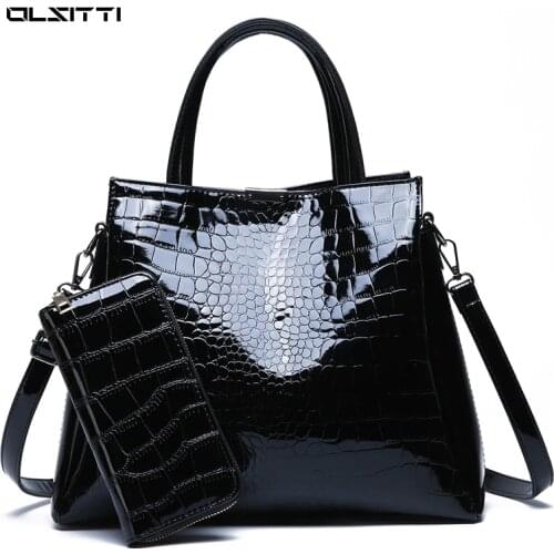 OLSITTI Retro High Quality Large Capacity Shoulder Bags for Women 2021 Crocodile Pattern Pu Leather Casual Ladies Handbags Sac