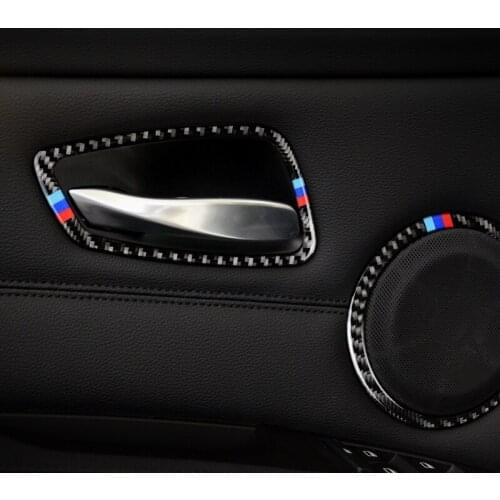 Carbon Fiber Car Interior Door Handle Cover Trim Audio Speaker Stickers decoration for BMW E90 3 series 2005-2012 accessories