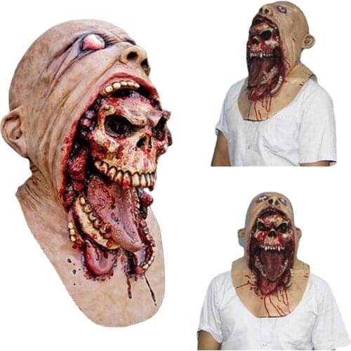 Horrible Melting Face Latex Adult Bloody Zombie Mask Halloween Scary Cosplay Prop Costume