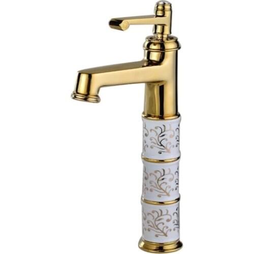 Vidric Bathroom Basin Faucets Classic Brass Ceramic and bras Faucet Single Handle Hot And Cold Tap Gold Sink Mixer Washbasin Fau
