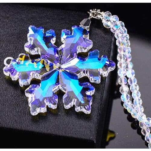 Top Quality 80*220mm DIY Multicolor Crystal Christmas Tree Pendant Snowflake Hanging Suncatcher Chandelier Ornament Party Deco
