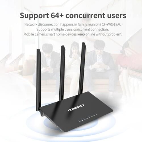 COMFAST WR619AC WiFi Router Network Card 1200Mbps 2.4+5.8GHz Dual Band Wireless Amplifier Signal Range Extender with 3 Antennas