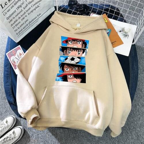 Japan Cartoons Anime Captain Tsubasa Print Sweatshirts Mens Creativity Loose Hoodie Cartoon Fleece Hoody Harajuku Hoodie Unisex