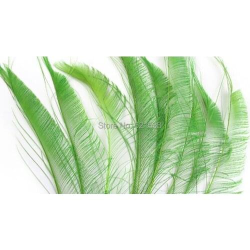Green Feathers,100Pcs/Lot- Lime Green Peacock Swords Cut Feathers,25-30cm long,Peacock Feathers for Wedding diy Decoration