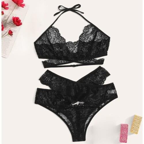 Women Lace Sexy Underwear Lingerie Set Plus Size V-Neck Erotic Bra Hollow Thong Langerie Sleepwear Baby Dolls Porno Lenceria 8XL