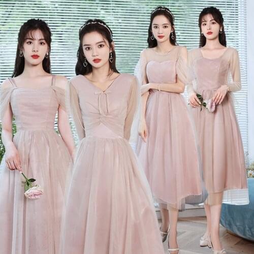 S-2xl Women Tea Party V-neck Mesh Slim Pink Gray Flying Sleeves Wedding Evening Dress Robes De Cocktail Dresses 3669