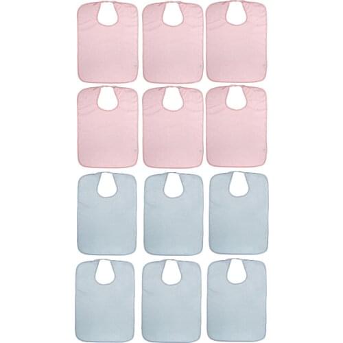 12pcs Adults Terry Towel Mealtime Cloth Bib Protector Apron Waterproof Reusable Washable