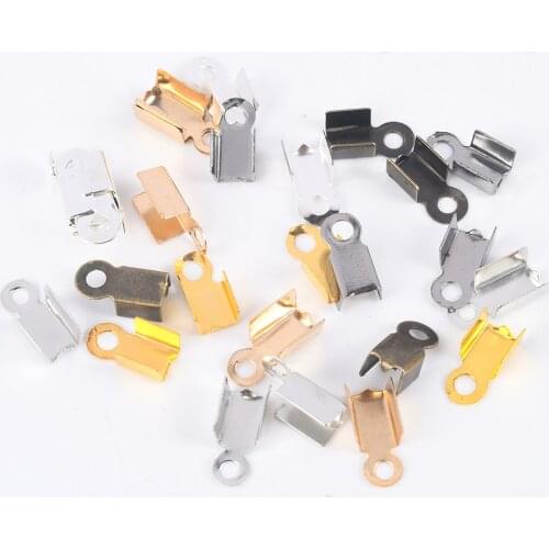 200Pcs/Lot 3mm 4mm Cove Clasps Cord End Caps String Ribbon Leather Clip Tip Fold Crimps Connectors For Jewelry Making Supplies